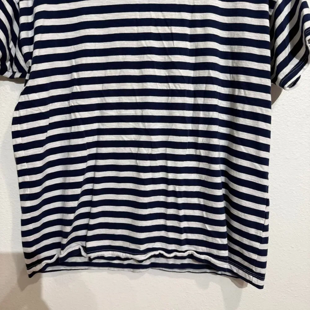 J.Crew Navy White Striped Cotton Crewneck Tee Sz S